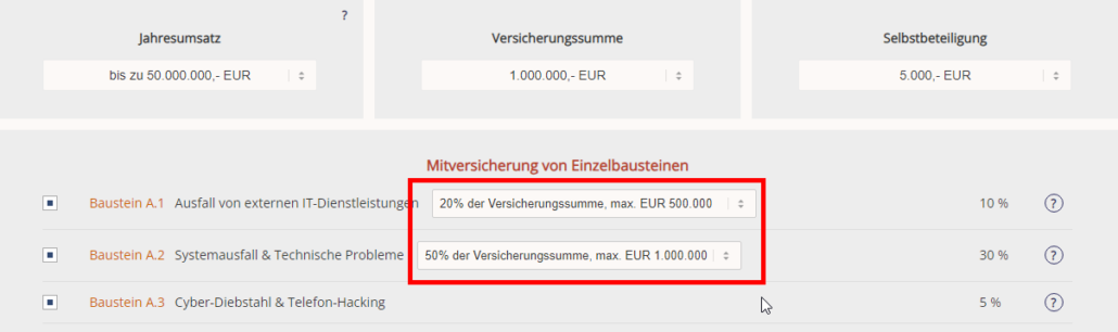 Bausteinauswahl